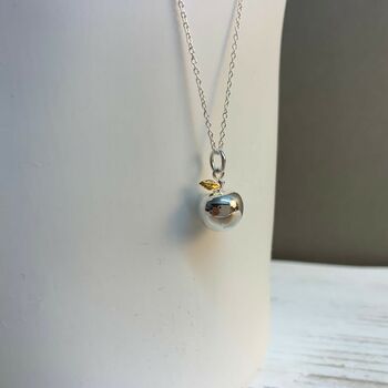 Personalised Solid Silver Apple Charm Necklace, 4 of 7