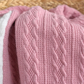 Personalised Dusty Pink Pom Pom Baby Blanket, 4 of 8