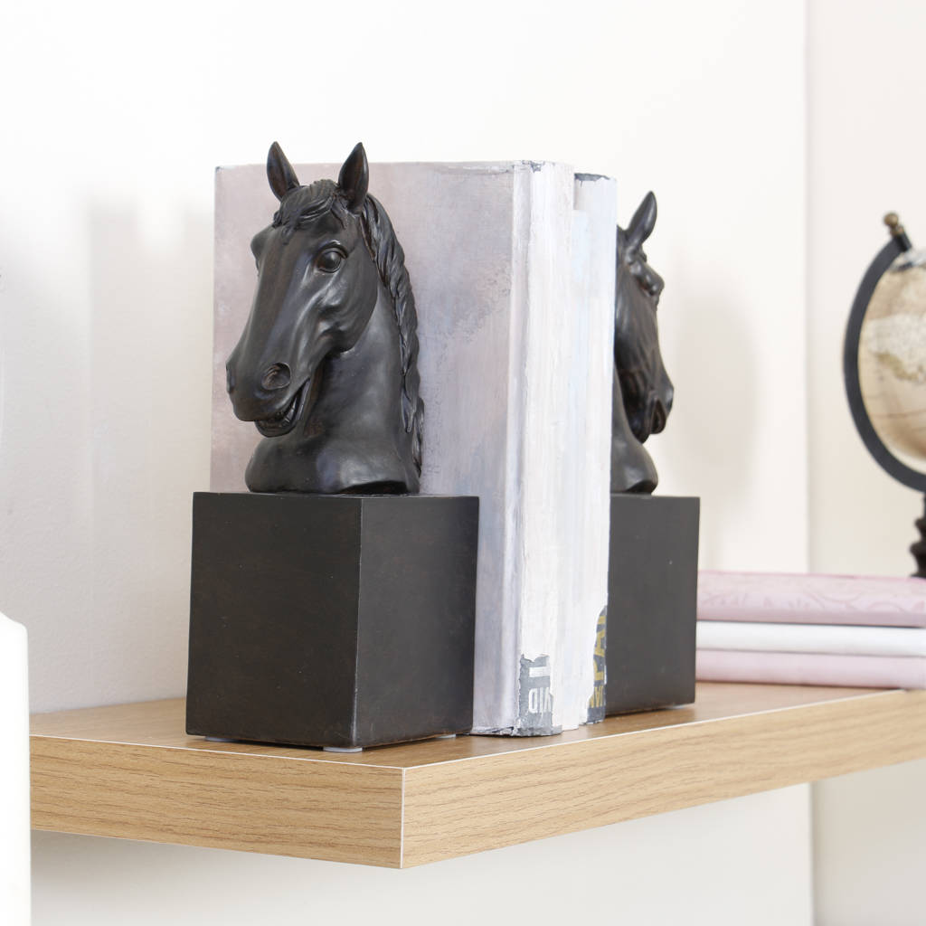 Proud Horse Black Bookends By Dibor