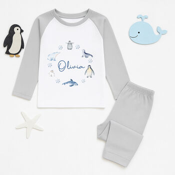 Personalised Kids Christmas Pyjamas Winter Animals, 3 of 3