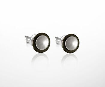 Sterling Silver Round Geometric Earring Studs, 2 of 4