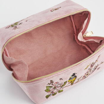 Pink Love Velvet Embroidered Cosmetic Pouch, 4 of 7