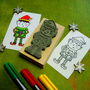 Elf Colouring In Christmas Rubber Stamp, thumbnail 1 of 2