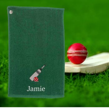 Embroidered Cricket Towel With Name And Carabina, 5 of 8