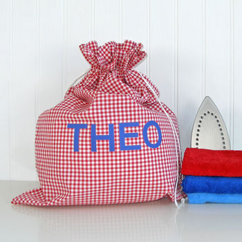 Personalised Gingham Laundry Bag, 3 of 4