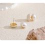 Monaco D’or Pearl Gold Jumbo Cream Ball Stud Earrings, thumbnail 2 of 4