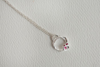 Ruby Recycled Silver Eternity Necklace July Birthstone, 2 of 9