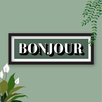 Bonjour Framed Typography Print, 6 of 10