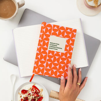 A5 Hardback Notebook In Abstract Orange And Pink, 3 of 10