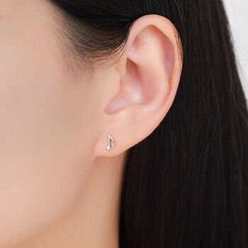 Mismatched Music Notes Internally Threaded Flat Back Earrings In Sterling Silver, 6 of 12