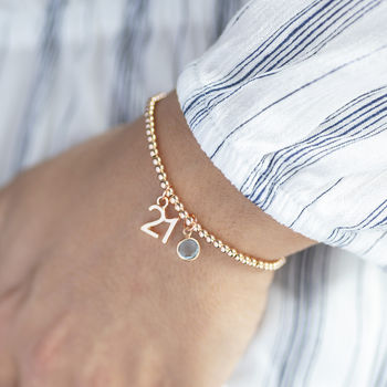 21st Birthday Beaded Birthstone Charm Bracelet, 10 of 12