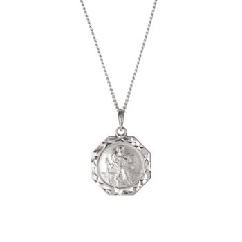 Sterling Silver Octagon St. Christopher Pendant, 3 of 4