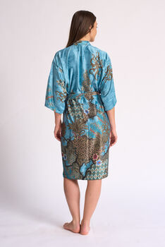 Handmade Blue Japanese Silk Blend Kimono Robe, 6 of 6