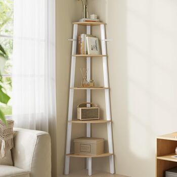 Corner Shelf Five Tier Bookcase Ladder Storage Unit, 3 of 8