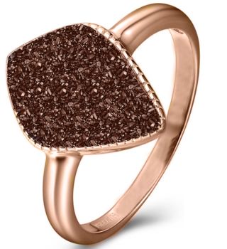 18k Rose Gold Plated Coffee Druzy Crystal Ring, 2 of 5