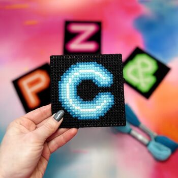 Neon Style Chunky Cross Stitch Single Coaster Kit, 4 of 5