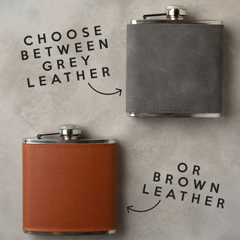 Personalised Vegan Leather Hip Flask Gift Set For Men, 5 of 7