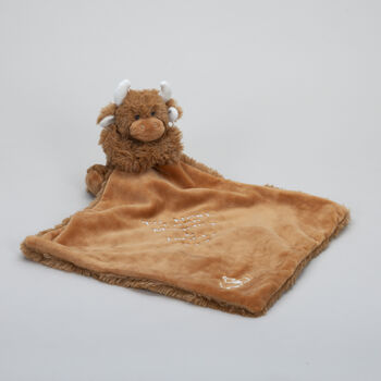 Personalised Embroidery Highland Cow Brown Toy Soother, 11 of 12
