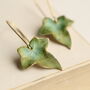 Olive Green Ivy Leaf Earrings, thumbnail 1 of 7