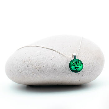 Emerald Green Fused Glass Pendant Necklace, 2 of 12