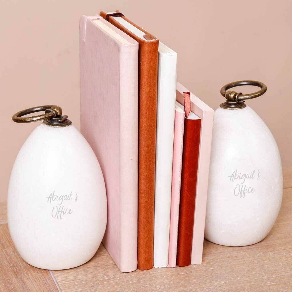 Personalised Heirloom Natural Marble Bookends By Dibor