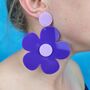 Giant Purple Flowers, Acrylic Earrings, thumbnail 1 of 2