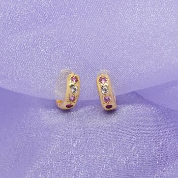 Pink Stone Petite Hoop Earrings, 6 of 6