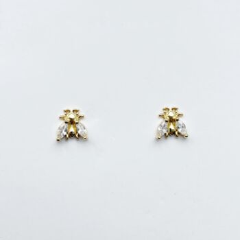 Bee Gold Plated And Cubic Zirconia Studs, 4 of 8