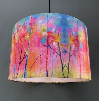 Artist Handmade Lampshade Abstract Forest, 6 of 7