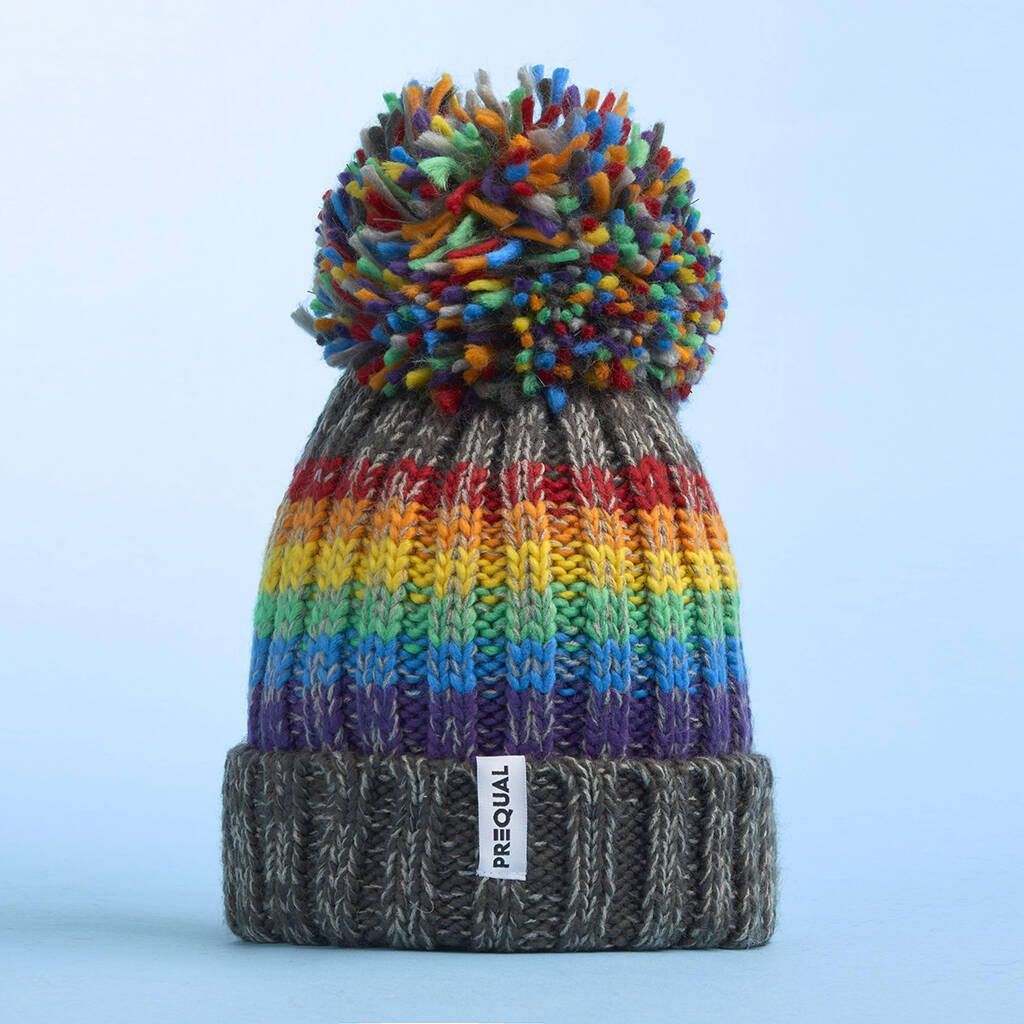 Gay Pride Rainbow Luxury Reflective Bobble Hat Graphite, 1 of 7