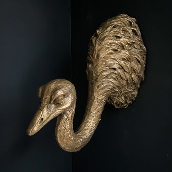 Ostrich Head Gold Wall Display, 3 of 4