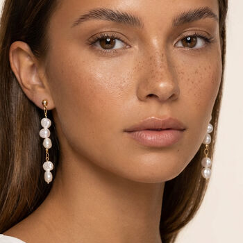 Women's Long Drop Pearl Earrings, Wedding Jewellery, 4 of 5