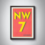 Nw7 Barnet London Typography Postcode Print, thumbnail 5 of 10