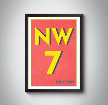 Nw7 Barnet London Typography Postcode Print, 5 of 10