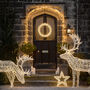 Set Of Two Extra Large Light Up Rattan Reindeer Outdoor Figures, thumbnail 5 of 5