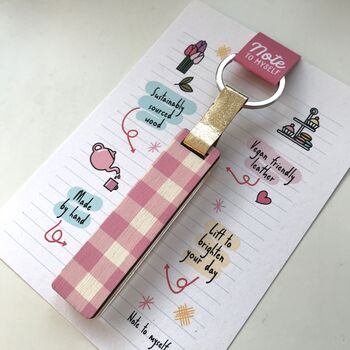 Personalised Pink Gingham Glitter Stick Keyring, 4 of 4