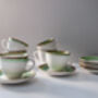 Green Set Of Six Handmade Porcelain Tea Cup With Saucer, thumbnail 9 of 12