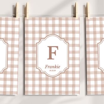 Personalised Blush Gingham Art Print, 2 of 5