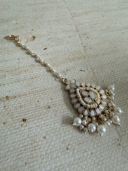 Antique Kundan And Pearl Tikka, 3 of 4