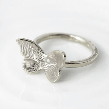 Silver Fingerprint Butterfly Ring, 3 of 4