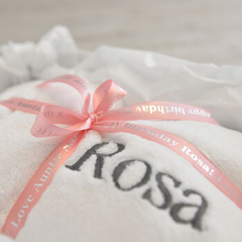 Personalised White Baby Gown And Zebra Comforter Set, 8 of 11
