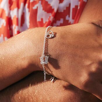 Peace Love And Freedom Sterling Silver / Gold Vermeil Charm Bracelet, 2 of 8