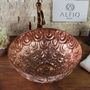 Hand Engraved Copper Vanity Sink, Copper Floral Handcrafted Basin, thumbnail 1 of 6
