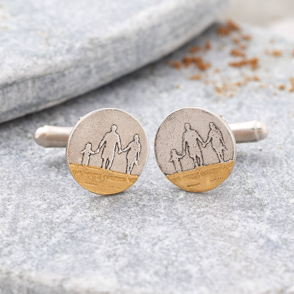 Image of Personalised You, Me And Dad On The Beach Cufflinks