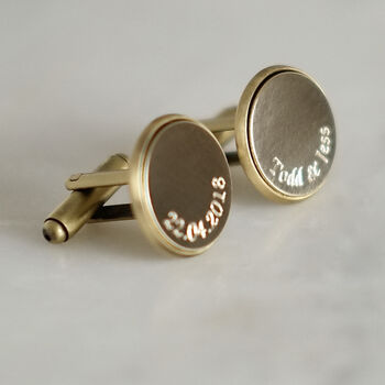 Personalised Curve Engraved Bronze And Copper Cufflinks, 8 of 12