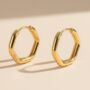 Refined Geo Hoops 18k Gold Plated Earrings, thumbnail 2 of 4