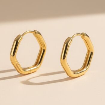 Refined Geo Hoops 18k Gold Plated Earrings, 2 of 4
