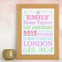 Personalised Birth Announcement Typography, thumbnail 4 of 6