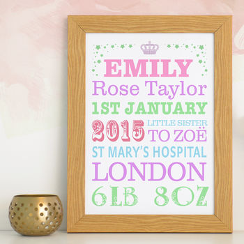 Personalised Birth Announcement Typography, 4 of 6