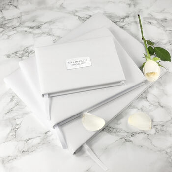 Personalised Luxury White Leather Wedding Guest Book, 10 of 12